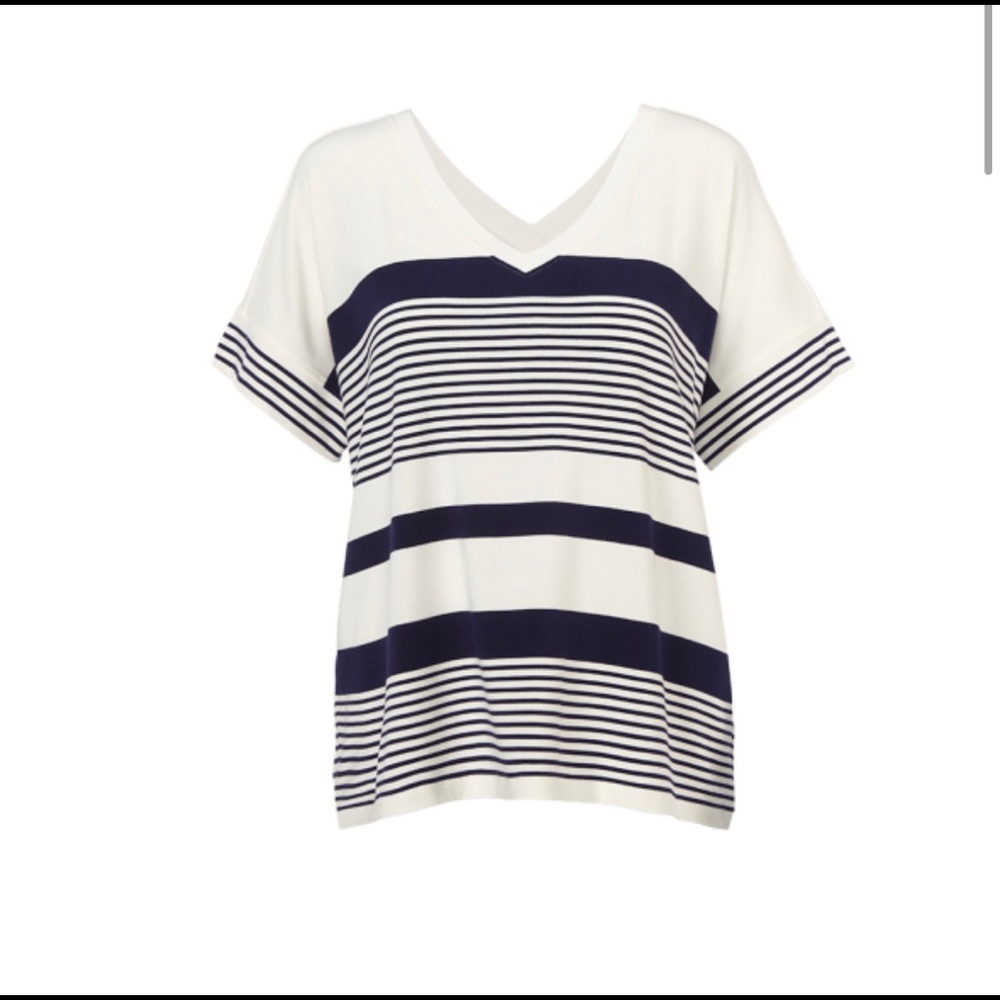 CAbi Women’s Sailor Tee stripe navy white size XXS
